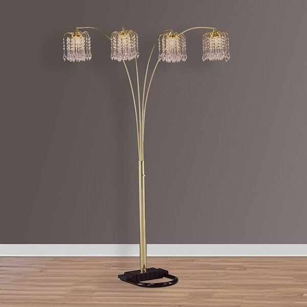 4893G.jpeg 4893G RAIN DROP ARC LAMP 84"H GOLD