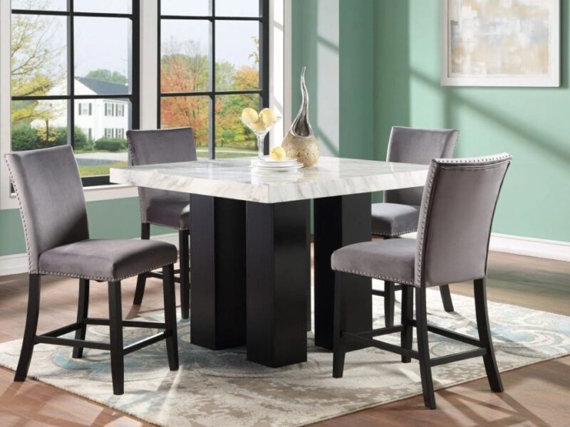 Camila 5PC Dining Set White Top/Grey