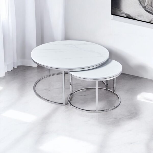 Tanner Round Nesting Table - Silver