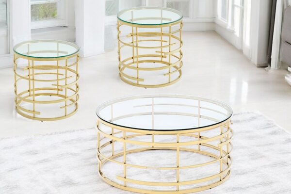 Kelly 3 PC Coffee Table Set - Gold