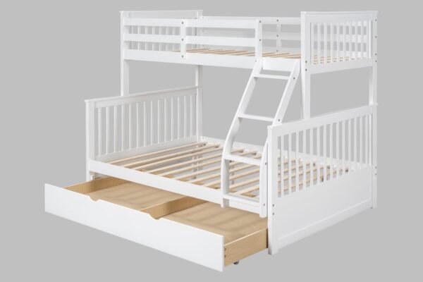 BB21 Twin/Full Bunk Bed w/Twin Trundle White
