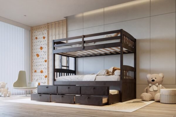bb40_orig.jpeg BB40 TWIN/TWIN Bunk Bed w/Twin Trundle + 3 Drawers Espresso