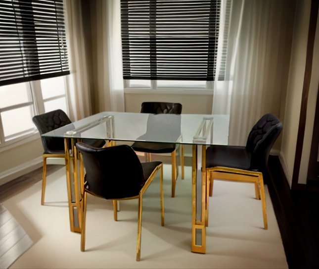 Molly 5 PC Rectangle Black & Gold Dining Set (SOLD OUT)