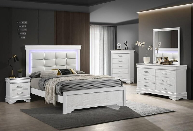 Arya Bedroom Set White (ONLY DRESSER & MIRROR)