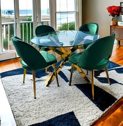 Green Gold Round Dining